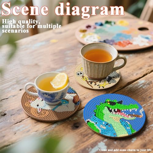 DOTSOPS 8 Pcs Animal Diamond Painting Coasters for Beginners with Holder - Image 7