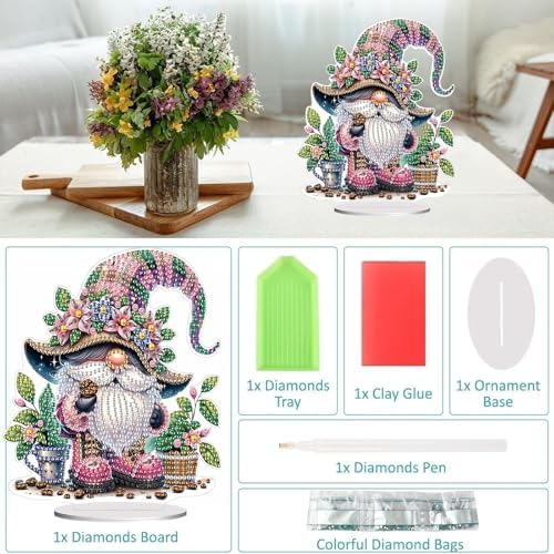 Diamond Painting Kits for Adults Beginners, 5D Full Drill Dwarf Crystal Art Desktop Ornament, DIY Single Sided Home Office Desk Decor, Creative Craft Gift Set with Tools - Image 3