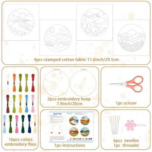 BEUNITONE 4 Set Embroidery Kit for Adults Beginner with Hoops & Instruction - Image 4