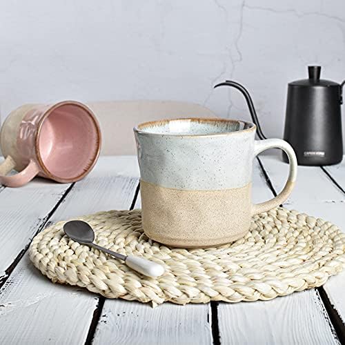 Bosmarlin Large Ceramic Coffee Mug, Blue Big Tea Cup for Office and Home, 18 Oz, Dishwasher and Microwave Safe, 1 PCS (Light blue, 1) - Image 4