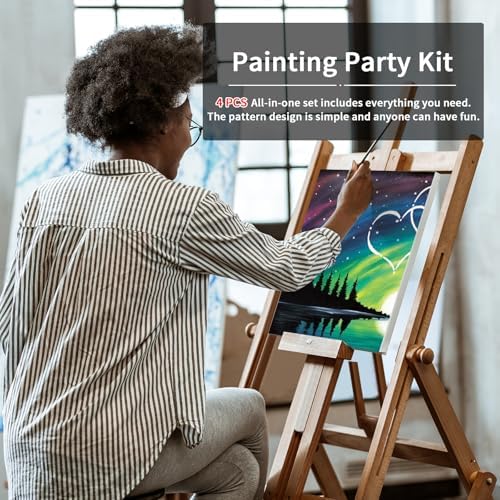 Sip and Paint Kit for Adults,Pre Drawn Canvas 4 Pack Painting Kit Party Date Night Couples Paint Art Canvas Set Valentine 8x10 in - Image 4