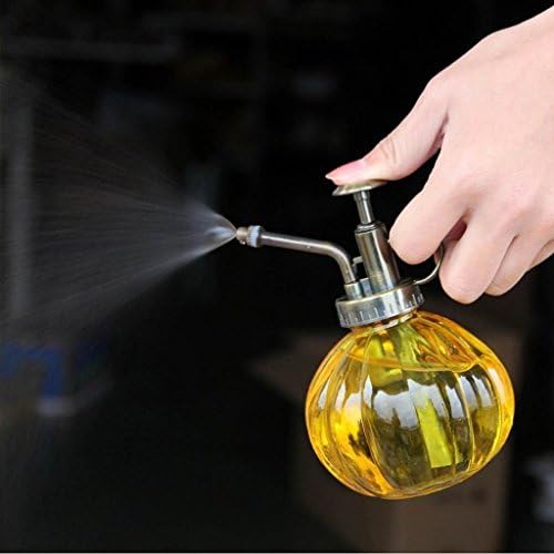 Flower Water Spray Bottle Can Pot Plant Mister | Vintage Pumpkin Style Decorative Glass Plant Atomizer Watering Can Pot with Pump for Terrariums Flowers Potted Plants (Yellow) - Image 2