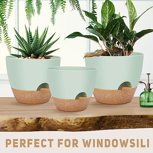 YNNICO 12" 10" 9" Large Self Watering Plant Pots for Indoor Outdoor Plants - Image 5