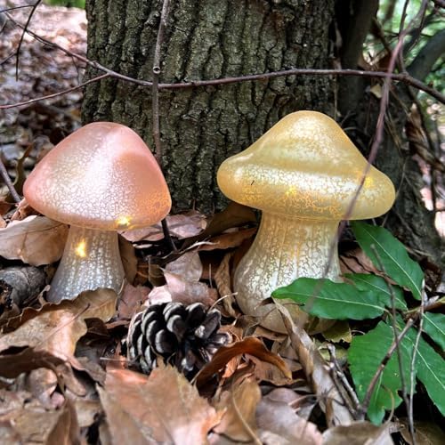 Glass Mushroom Lamp - Pink Mushroom Night Light with Warm Light Battery Operated Portable Cute Mushroom Decor for Bedroom Party Mushroom Gifts for Women, Small Table Lamp - Image 6