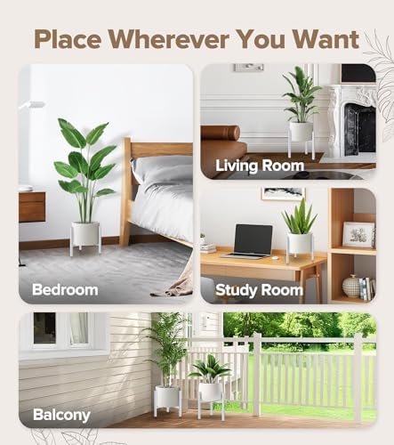 Plant Stand Indoor Adjustable, Metal Modern Indoor Plant Stand, Heavy Duty Plant Stands Outdoor Corner, Stable Plant Holder, Fits 8 to 12 Inches Pots, White, 1 Pack, Pot & Plant Not Included - Image 5