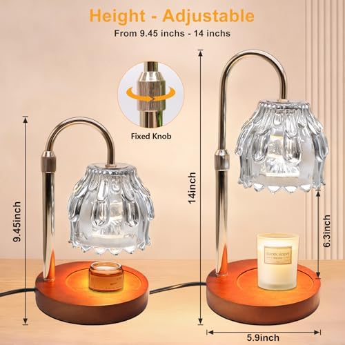 Candle Warmer Lamp with Timer and Dimmer 4-Level Dimmable Flower Light Heat Lamp for Jar Candles Adjustable Height Modern Cute Home Decor for Living Room Bedroom and Best Gift for Friends Lover.Silver - Image 2