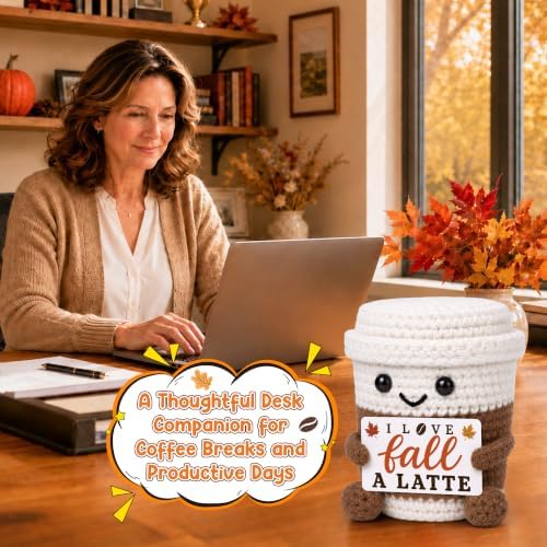 Fall Gifts for Women Men Boss Coworker, Fall Basket Crochet Coffee Mug Cup - Image 4