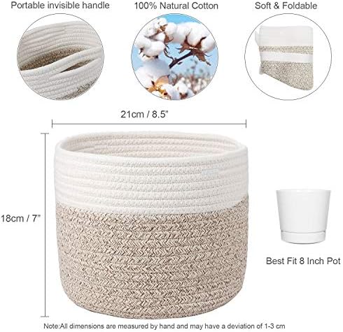Woven Cotton Rope Plant Basket for 8" Flower Pot H7.5 x W8.5 - Image 2