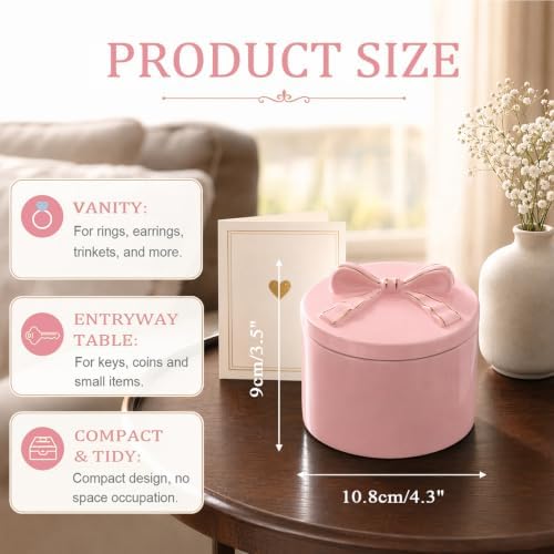 Hipiwe Ceramic Jewelry Box with Bow Bridesmaid Shower Gifts Trinket Dish - Image 3