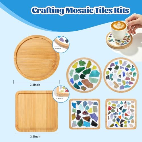 4 Sets DIY Mosaic Kits for Adults Mixed Color Mosaic Tiles for Crafts - Image 3