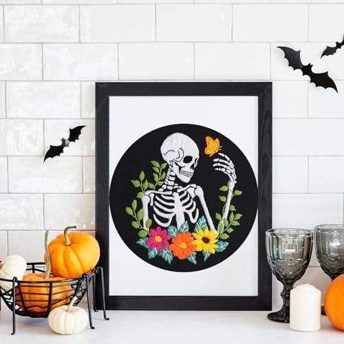 Louise Maelys Halloween Embroidery Kit with Skeleton, Flower and Butterfly - Image 6
