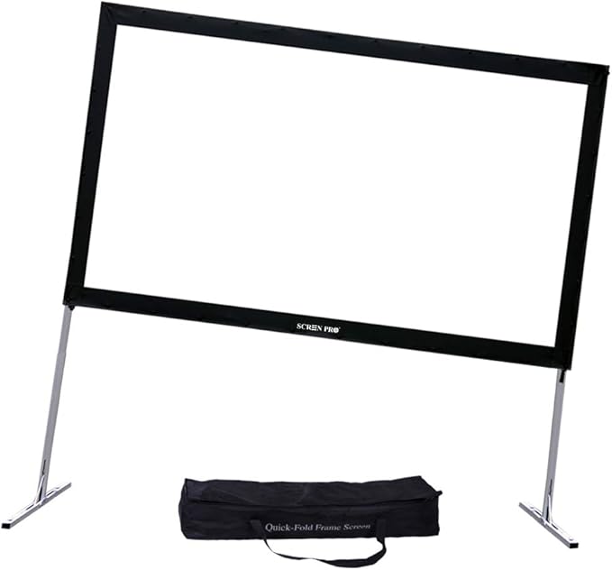 SCREENPRO 120inch Projector Screen with Stand, Fast Outdoor Movie Screen for Patio with Adjustable Leg(33"-51"),16:9 HD 4K Projector Screen for Yard Camping with Portable Carry Bag