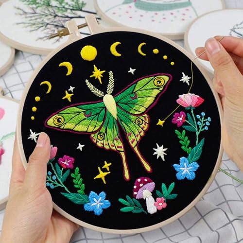 Nuberlic Moth Embroidery Kits for Beginners,Cross Stitch Kits - Image 2