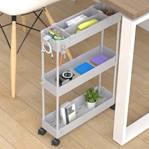 2 Pack 3 Tier Slim Storage Cart, Bathroom Rolling Utility Organizer - Image 5