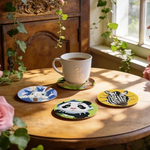 Leatrice 8 PCS Diamond Art Coasters Set Diamond Painting Kits for Adults - Image 5