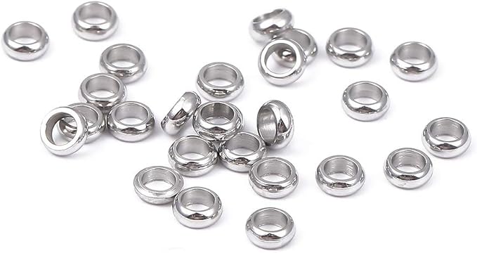 Stainless Steel Spacer Beads 3.5x1.2mm Rondelle Loose Charm Caps Beads for DIY Jewelry Making 100pcs with 2mm Hole