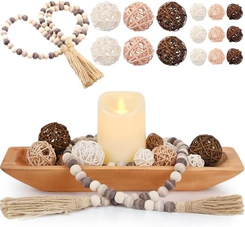 Teenyyou 17 Pcs Wooden Centerpiece Table Decorations, Light Brown by Teenyyou