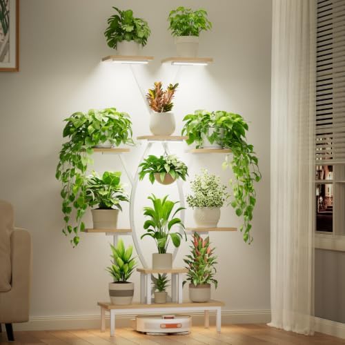 JUSTOGO Plant Stand Indoor with Grow Lights - 9 Tiered Tall Plant Shelf by JUSTOGO