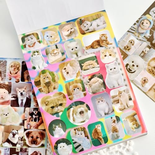 Cat Sticker Book - 1000+ Stickers, 34 Sheets of Cat & Dog Aesthetic Stickers for Scrapbooking, Journaling, Kawaii Planner | Cat Sticker Book with Meme Stickers,Glossy, Matte & Textured Finishes - Image 4