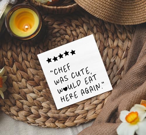Black White Kitchen Decor Sign, Chef Was Cute Would Eat Here Again Signs Black, Cute Preppy Kitchen Wood Sign Home Decor For Girly Dining Room Restaurant - Image 4