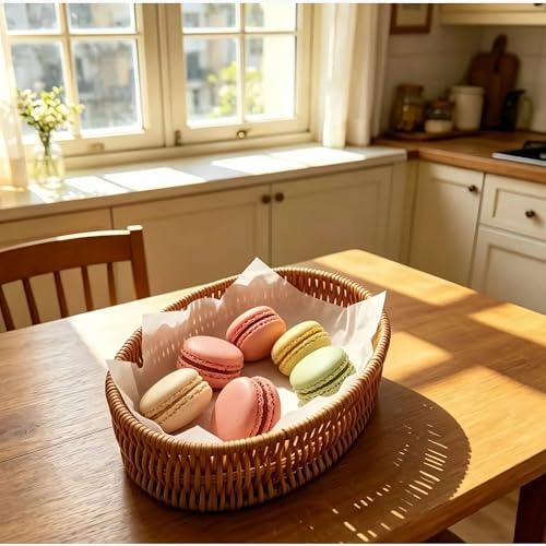 Handwoven Rattan Oval Basket, Multi-Purpose Storage Basket for Kitchen Countertop, Small Item Basket, Decorative Organizer for Snacks, Toiletries(1PC,Brown, Small) - Image 4