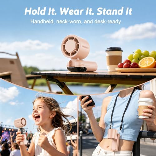 5000mAh Portable Handheld Fan, USB-C Rechargeable Mini Fan with 100 Speeds - Image 7