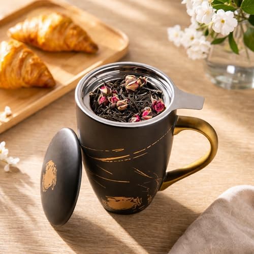 AmorArc Tea Cup With Infuser and Lid, 18oz Loose Leaf Tea Mug With Steeper - Image 2