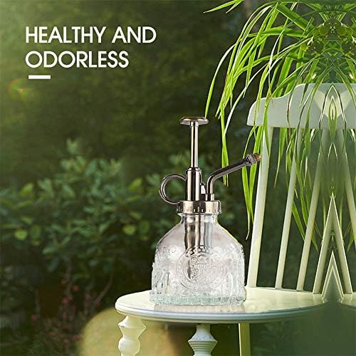 Plant Mister Glass Spray Bottle Small Plant Watering Can 6.4" Tall Retro Indoor Watering Can Bronze Plastic Top Pump for Garden Indoor Plant Sprayer (Transparent) - Image 6