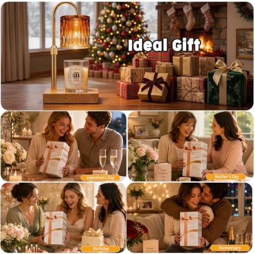 TOACSUCP Candle Warmer Lamp with 3 Bulbs, Adjustable Height Dimmable Candle Warmer with Timer, Compatible with Large Jar Candles, Candle Lamp with Charming Gift Box Ribbon for Her/Him (Amber Orange) - Image 6