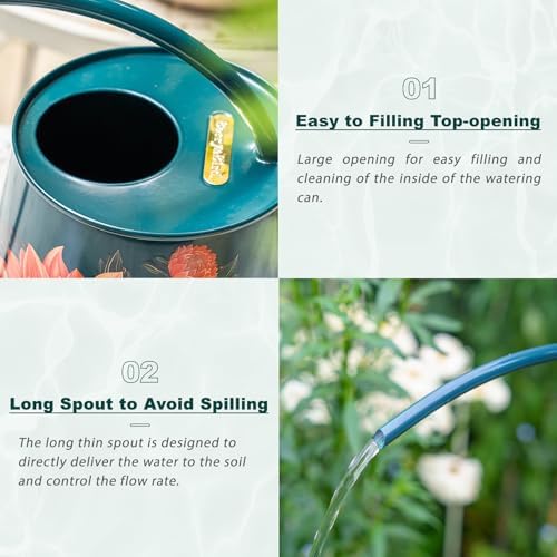 2L Long Spout Watering Can, Stainless Steel Water Can (Dahlia) - Image 3