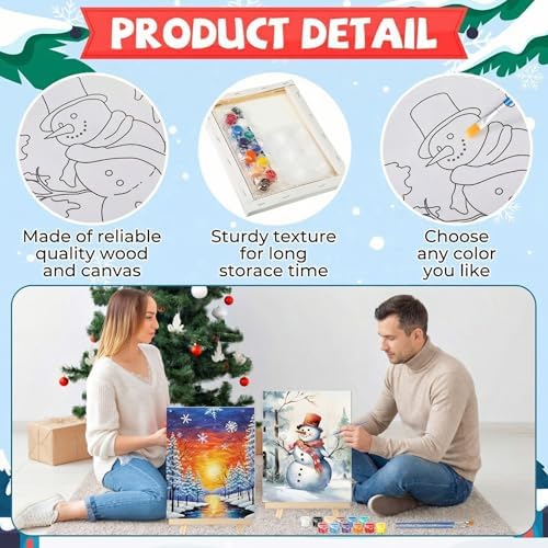Zhanmai 12 Set Paint and Sip Kit for Adult 8''x10'', Winter Sonw - Image 3