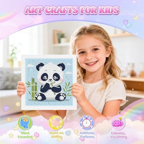 GHHKUD Panda Diamond Art Painting Kits for Adults with Frame, Diamond Art Animals Crafts for Ages 4-6-8-12, Easy to DIY Gem Painting Gifts Home Wall Deco 15x15cm (Beautiful Packages) - Image 5