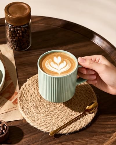 famiware Coffee Mug Set of 6, Star 12 oz Ceramic Mugs Cups Set with Handle - Image 2