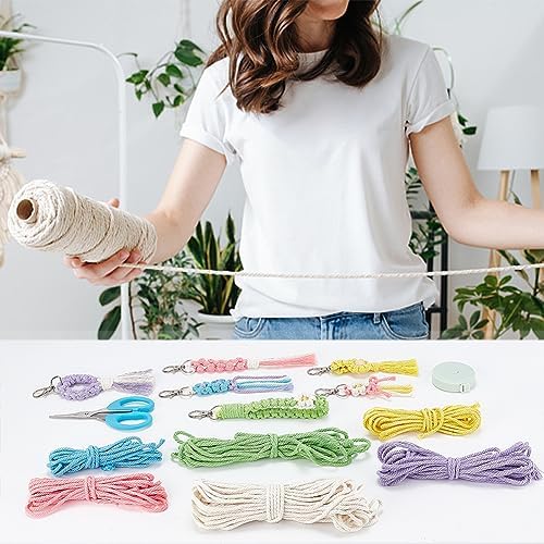 INFUNLY 6 Pcs DIY Flowers Keychain Kits Macrame Cord Knotting Kits for Beginners Adults Macrame Multi Type Tassel Keychain Kits Handcraft Macrame Kits for Car Key Purse Phone Gift with Instruction - Image 5