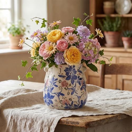 Ceramic Scroll Planter 6.5 Inch, Blue, Red - Image 5