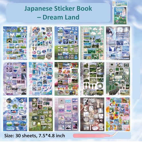800Pcs+ Japanese Sticker Book for Scrapbook Junk Journal (Old Dreamland) - Image 7