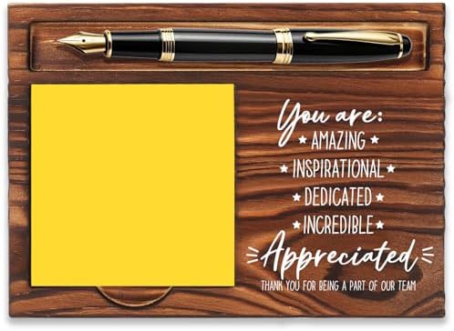 FOUGSTA Appreciation Gift for Women, New Teacher Gift, Inspirational Office Decor - Wooden Notepad Pen Holder With Inspirational Quotes, 16.5 x 12 x 1.5 cm, XXN1 by FOUGSTA