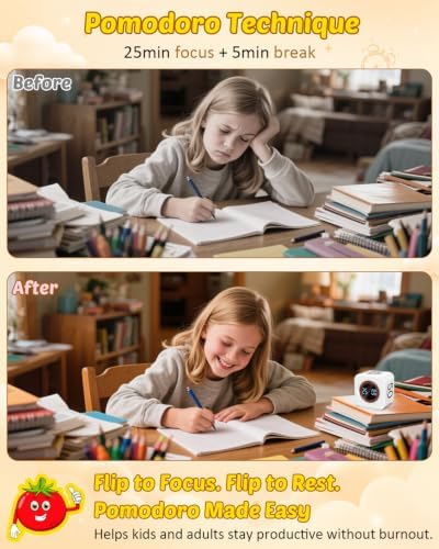 Digital Pomodoro Timer Cube 5/10/25/50min Preset, Silent & Sound Alarm - Image 3
