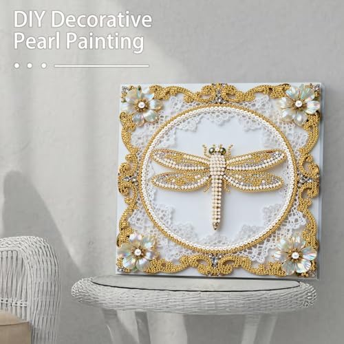 Pearl Art Kits Painting for Adults, DIY Mindfulness Therapy with Framed Canvas and Tools, Beginner Wall Decor-Dragonfly - Image 3