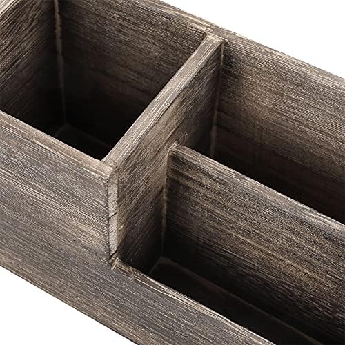 BTSKY Desk Pen Pencil Holder Retro Wood Multi-Function Desk Stationery Organizer Storage Box Pen/Pencil, Business Name Cards Remote Control Holder Office Home Accessories Organizer Vintage Brown - Image 6