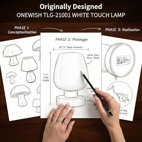 Touch Bedside Table Lamp - Small Lamp for Bedroom with USB C+A Charging Ports 3 Way Dimmable, Nightstand Desk lamp with White Opal Glass Lamp Shade Warm LED Bulb Included, Simple Design Gifts - Image 6
