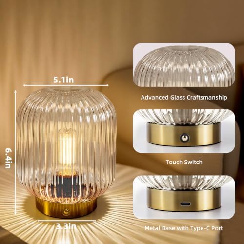 MJ PREMIER Rechargeable Table Lamp,Cordless Lamp with Memory Function,Clear - Image 3