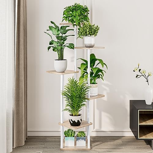 AZERPIAN 6 Tier Tall Plant Stand Indoor Corner Tiered Shelf Metal MDF Board - Image 3