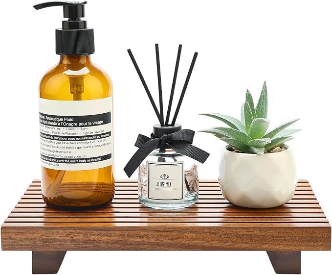 Acacia Wood Risers for Bathroom Tray Kitchen Counter Decor Sink Soap Dish by Renawe