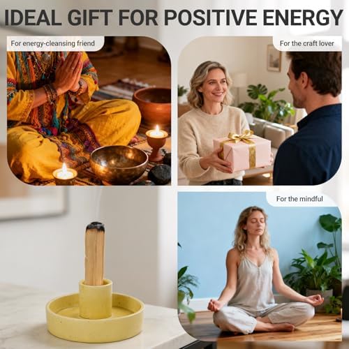 Palo Santo Holder, Ceramic Incense Stick Holder, Sage Holder for Yoga, Meditation, and Energy Cleansing, Unique Ceramic Incense Holder Gift for Palo Santo Sticks (Yellow) - Image 7