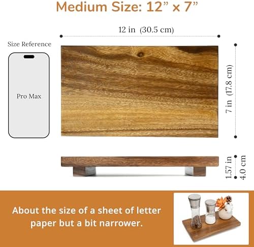 Medium 12" Acacia Wood Riser Pedestal Stand for Kitchen Counter - Image 3