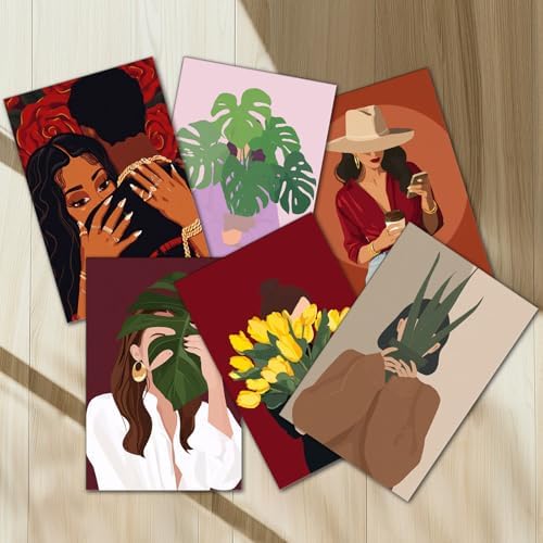 Tucocoo 6 Pack Woman Plants Paint by Numbers Kits for Adults Beginners 8x12 inch Minimalist No Face Lady Girl Portrait Acrylic Oil Number Painting Kits for Adults Perfect for Gift Home Decor - Image 4