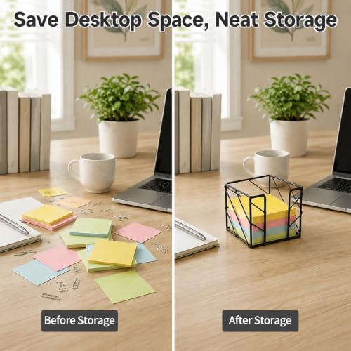 Sticky Note Holder with Iron Cutout，3.8x3.8 Inches, Gold Desk Accessories - Image 4