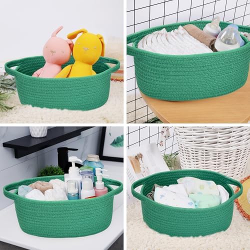 ABenkle Small Basket with Handles, Boho Decorative Rope Woven Dog Cat Toy Storage Bin Shelf Storage Organizer, Easter Christmas Gift Basket, 12"x8"x5" - Image 4