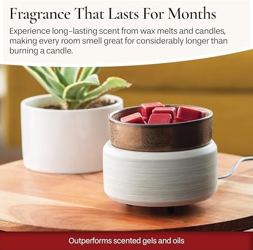 Candle Warmers ETC 2-in-1 Candle and Fragrance Warmer for Warming Scented Candles or Wax Melts and Tarts with to Freshen Room, Whitewashed Bronze - Image 4